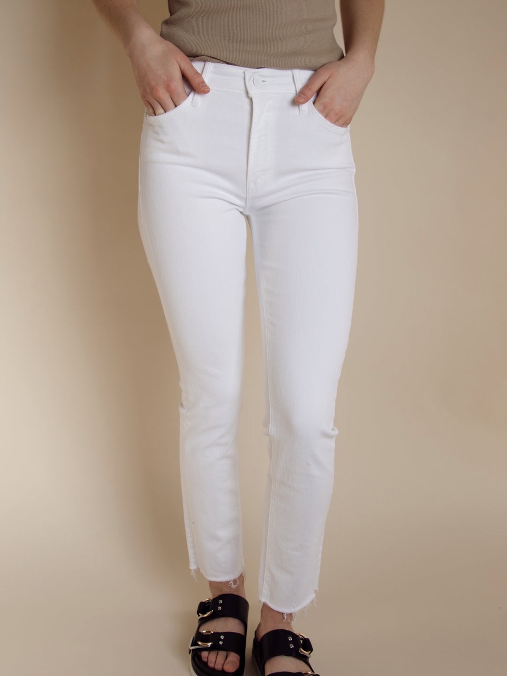 Mother The Mid Rise Dazzler Ankle Fray Jeans